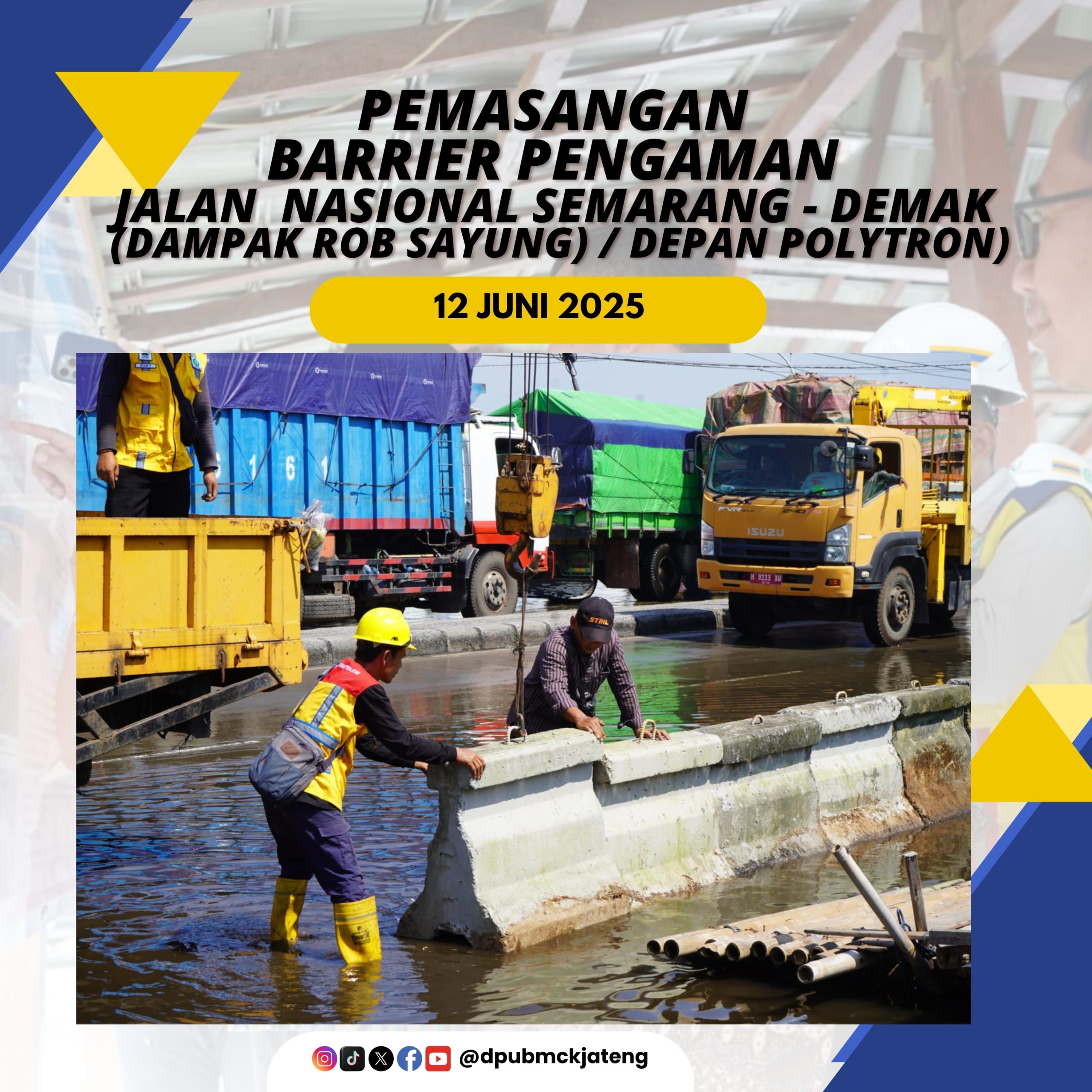 Pemasangan Barrier Pengaman Jalan Nasional Semarang – Demak Sesi II